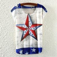 T-shirt Femme Aquarelle Print Fashion Multicolore imprime Etoile America